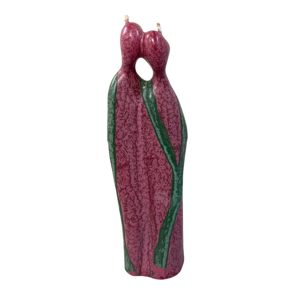 Vintage Lovers Marriage Handcrafted Red & Green Art Candle Sculpture Unused